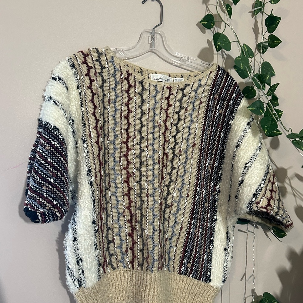 Jason Maxwell Cream and Multicolor Knit Sweater